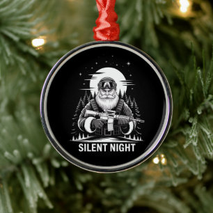 Silent Night Santa Christmas Military Veteran Metal Tree Decoration