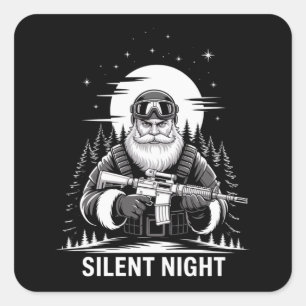 Silent Night Santa Christmas Military Veteran Square Sticker
