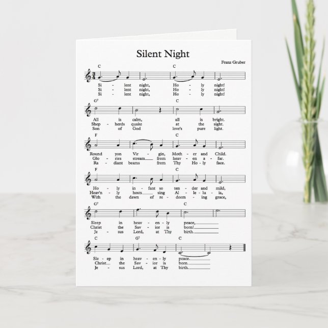 Silent Night Sheet Music Holiday Card (Front)