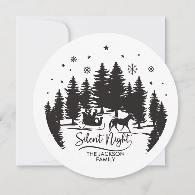 Silent night sleight pines silhouettes snowflakes (Front)