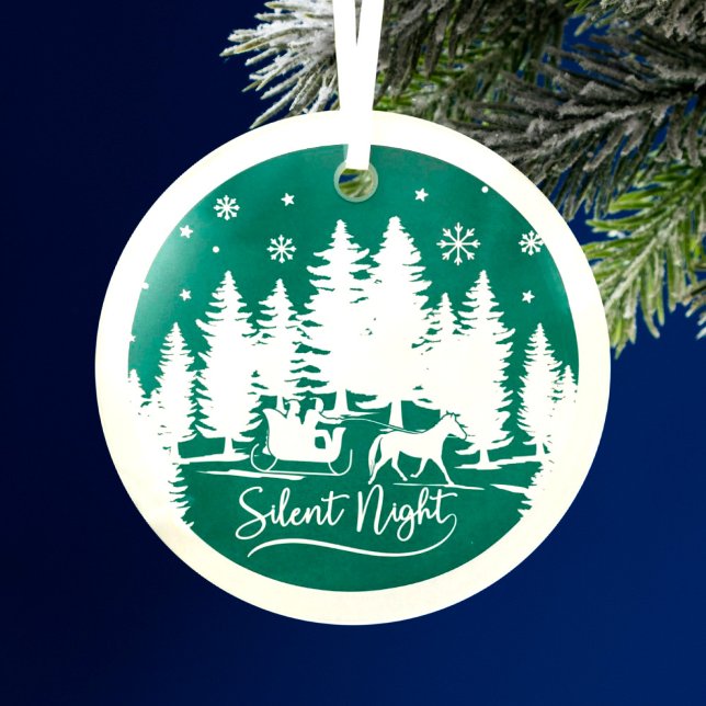 Silent night sleight snowflakes pines  glass tree decoration (Creator Uploaded)