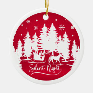Silent night sleight snowflakes pines with photo ceramic tree decoration