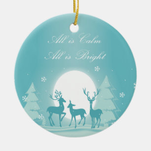 Silent Night Snow & Deer Christmas Tree Ornament