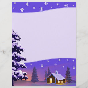 Silent Night Snowy Village Christmas Letterheads
