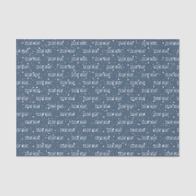 SILENT NIGHT Text on Stars and Snow Tissue Paper (Front)