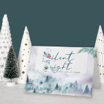 Silent Night Watercolor Misty Pine Forest Holiday Card<br><div class="desc">Watercolor Holiday card with misty forest and sprigs of pine. Silent Night is lettered with handwritten script and illustrated typography. The template is set up for you to customise the christmas greeting and add your sign off and name(s). Leave blank any sections you would prefer to handwrite on arrival.</div>