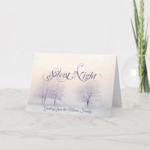 Silent night winter trees holiday card