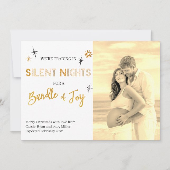 Silent Nights Bundle of Joy Photo Pregnancy Announcement (Front)