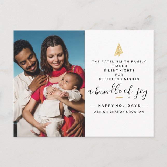 Silent Nights Funny Christmas Birth Announcement Postcard (Front)