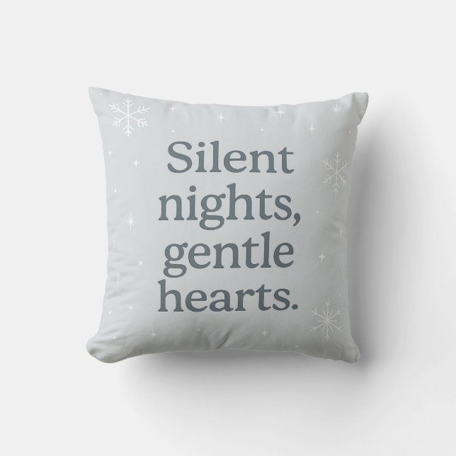 Silent nights, gentle hearts – Christmas Pillow (Front)