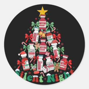 Silent Nights Icu Nurse Medical Christmas Holiday  Classic Round Sticker