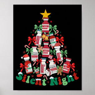 Silent Nights Icu Nurse Medical Christmas Holiday Poster