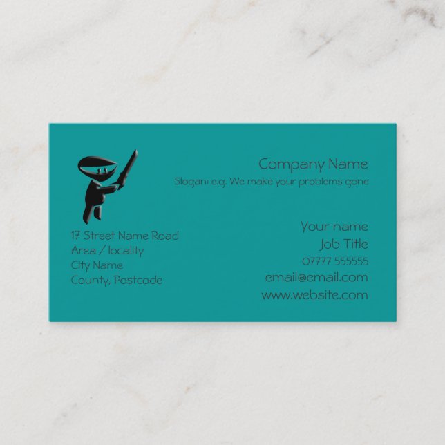 Silent ninja assassin armed and dangerous template business card (Front)