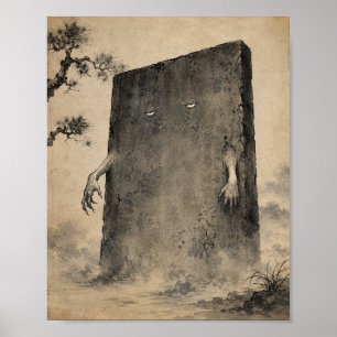 Silent Nurikabe Yokai Wall Poster