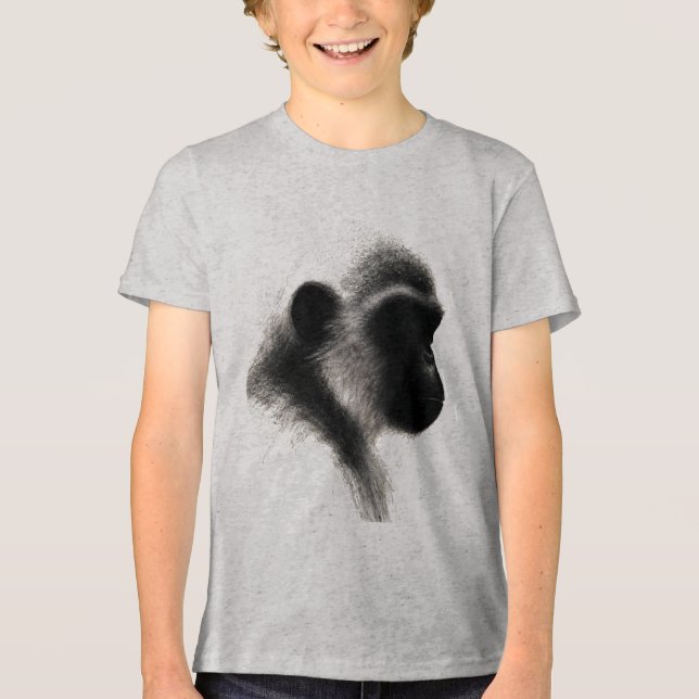 Silent Observer Primate Charcoal Study Tri-Blend Shirt (Front)