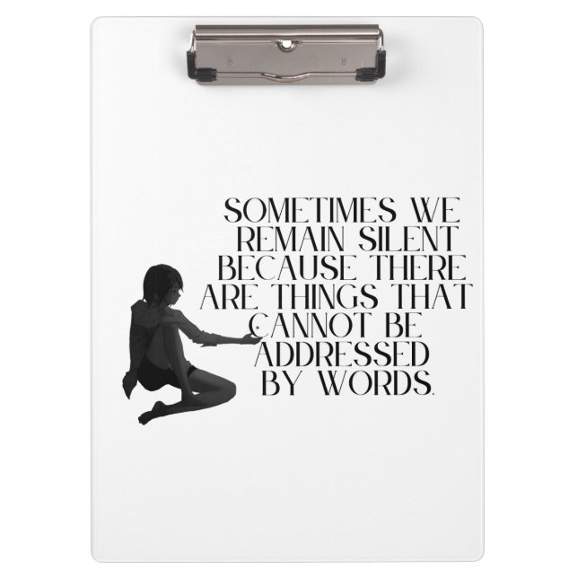 Silent Pain – Minimalist Emotional Quote Design  Clipboard (Front)