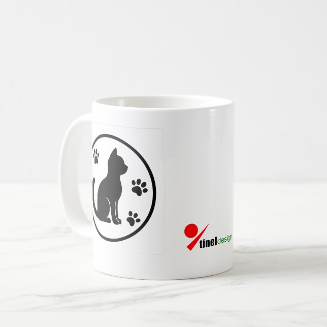 Silent Paws – Minimal Cat Silhouette Coffee Mug (Front Left)