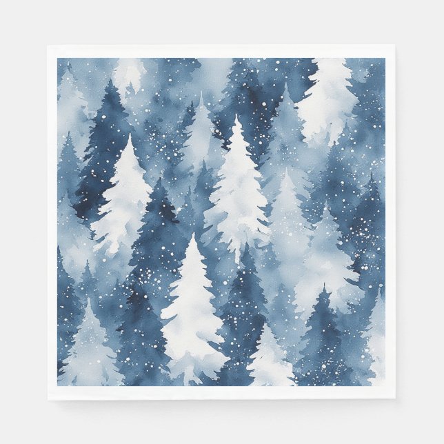Silent Pines Winter Forest Napkin (Front)