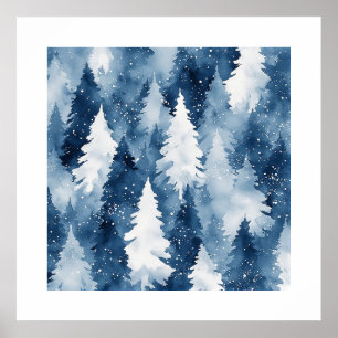 Silent Pines Winter Forest Poster