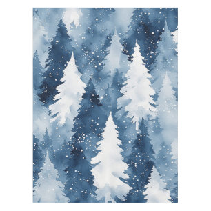 Silent Pines Winter Forest Tablecloth