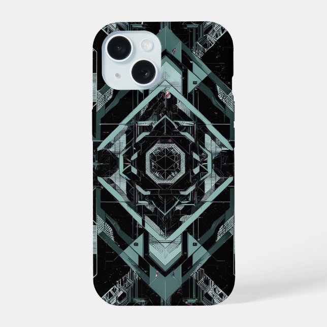 Silent Protocol: Cortex of Cyan iPhone 15 Case (Back)