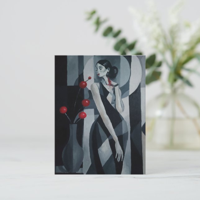 Silent Pulse Art Deco Woman Postcard (Standing Front)