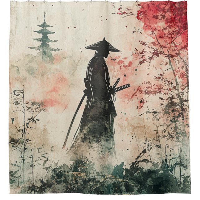 Silent Samurai Crimson Forest (1) Shower Curtain (Front)