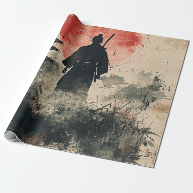 Silent Samurai Crimson Forest (3) Wrapping Paper (Unrolled)