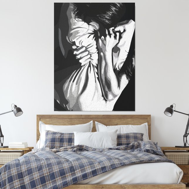 Silent Scream – Expression of Inner Turmoil Canvas Print (Insitu(Bedroom))