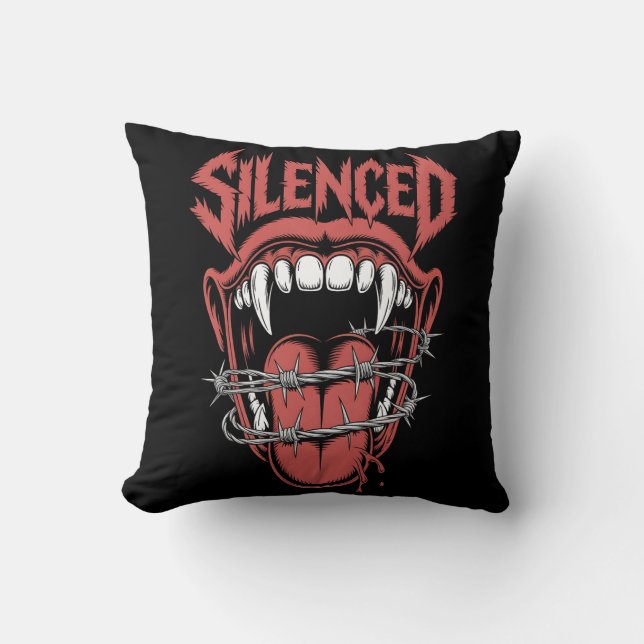 Silent Scream Mouth Illustration Cushion (Front)