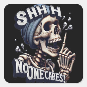 Silent Skeleton: Unveiling the Mysterious Bandanna Square Sticker