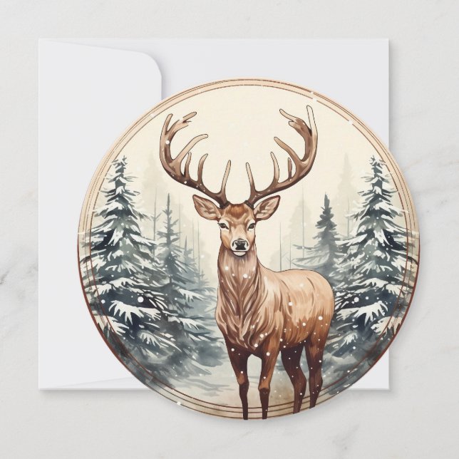 Silent Snowfall – A Woodland Christmas Moment Holiday Card (Front)