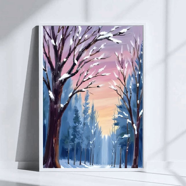 Silent Snowfall Winter Forest Watercolor Painting Poster (Creator Uploaded)