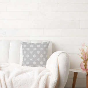 Silent Snowflakes in Gray Cushion
