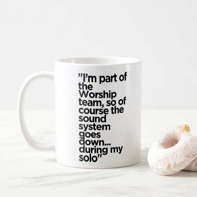 "Silent Solo: Worship Team’s Greatest Hits" Coffee Mug (With Donut)
