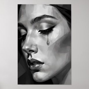 Silent Sorrow Monochrome Portrait Poster