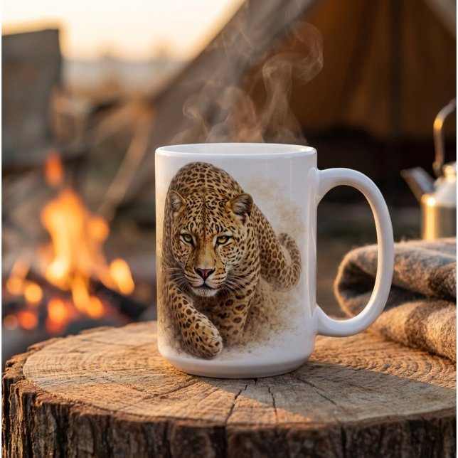Silent Stalker Leopard | African Wildlife Art Coffee Mug (Creator Uploaded)