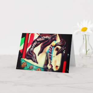 Silent Steed Carousel Horse Birthday Card