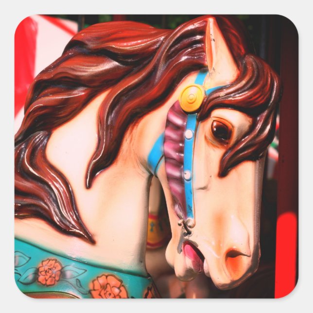 Silent Steed Carousel Horse  Square Sticker (Front)