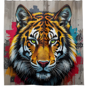 Silent Strength – Tiger Graffiti Art Shower Curtain