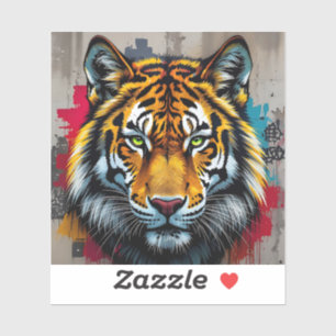 Silent Strength – Tiger Graffiti Art Square Vinyl