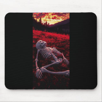 Silent Sunset Bones – Skeleton in Crimson Field  Mouse Mat