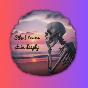 Silent tears stain deeply round cushion