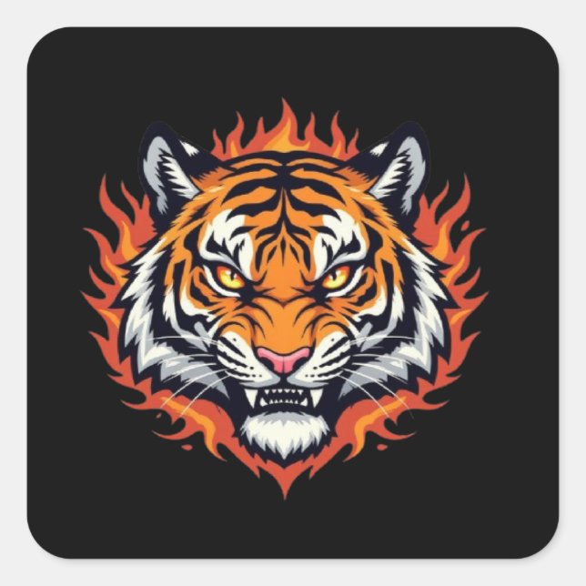 Silent Tiger – Precision and Power Square Sticker (Front)