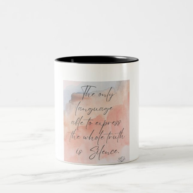 Silent Truth, Latte Mug, Wisdom Quote, Serene Morn Two-Tone Coffee Mug (Center)