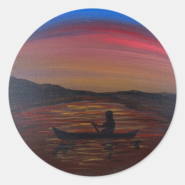     Silent Voyage -handmade artwork - Wall Clock Classic Round Sticker (Front)