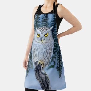 Silent Watch - Northern Winter Woods Gray Owl Apron
