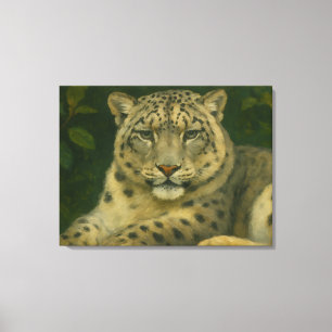 Silent Watcher – Snow Leopard in Forest Light Canvas Print