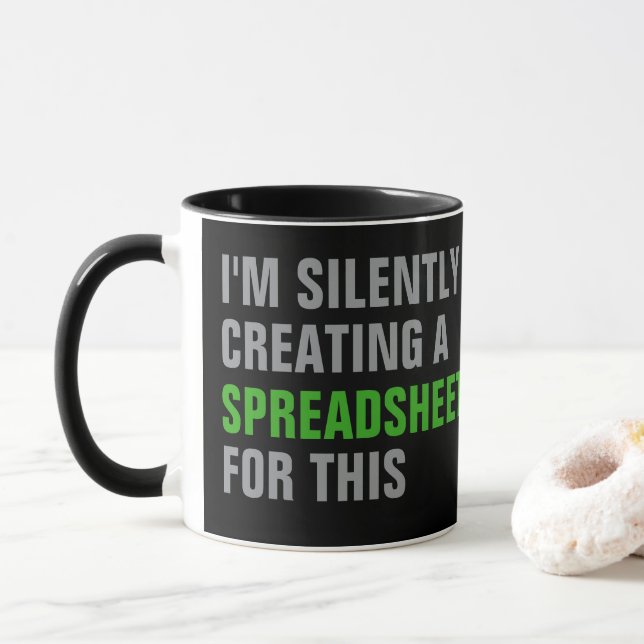 Silently creating a Spreadsheet for this Mug (With Donut)
