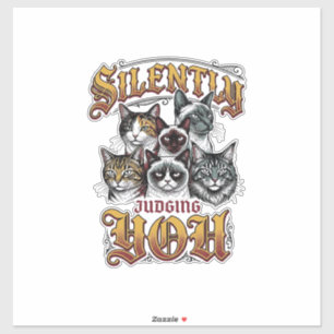 Silently Judging You Vintage Cat Graphic T-Shirt_1